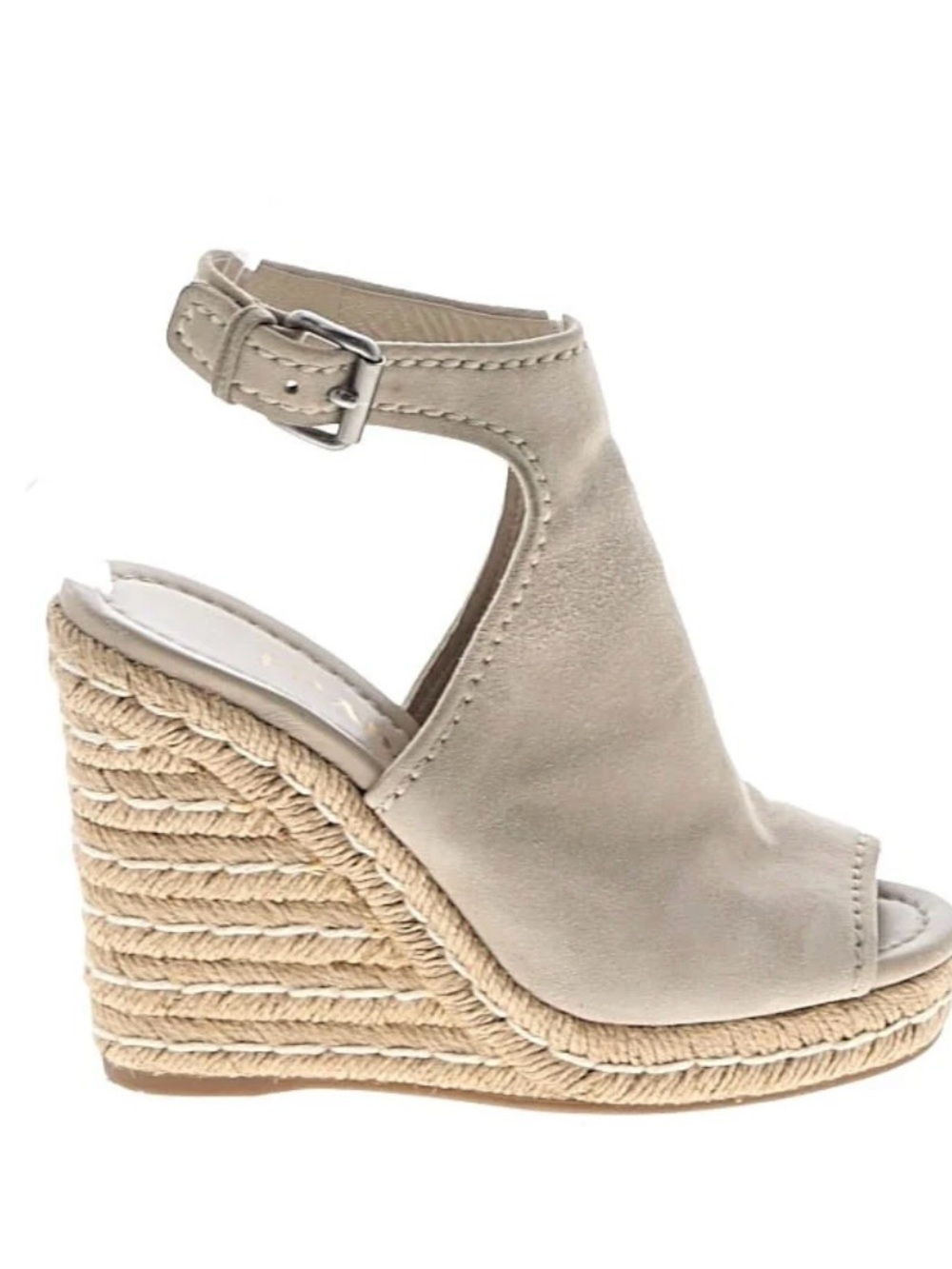 Prada Beige Suede Ankle-Strap Espadrille Wedge